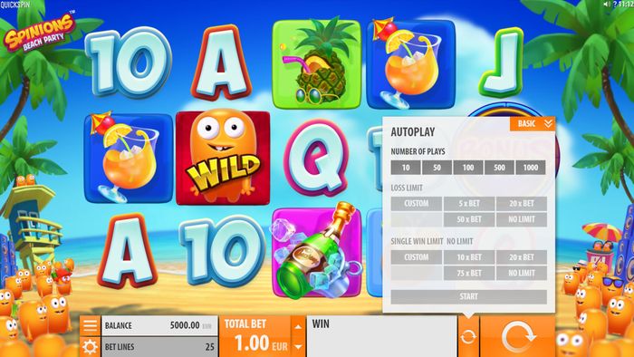 Spinions Beach Party. Video Slots Autoplay Mode