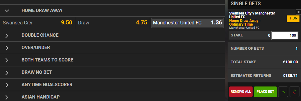 Sports Betting: Single Bet