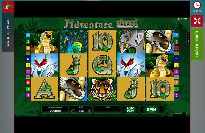 Игровое поле слота Adventure Palace от Microgaming