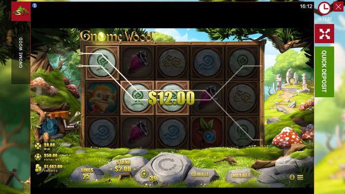Игровое поле автомата Gnome Wood от девелопера Microgaming