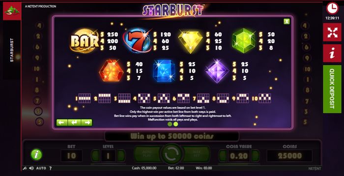 Starburst slot: gameplay