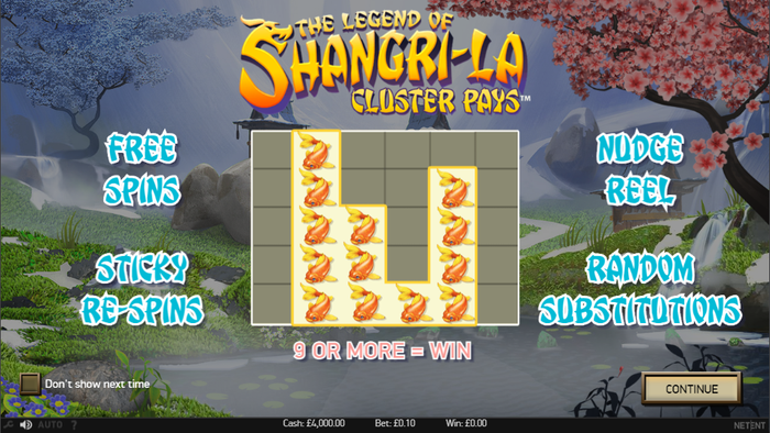 Стартовый экран The Legend of Shangri-La: Cluster Pays