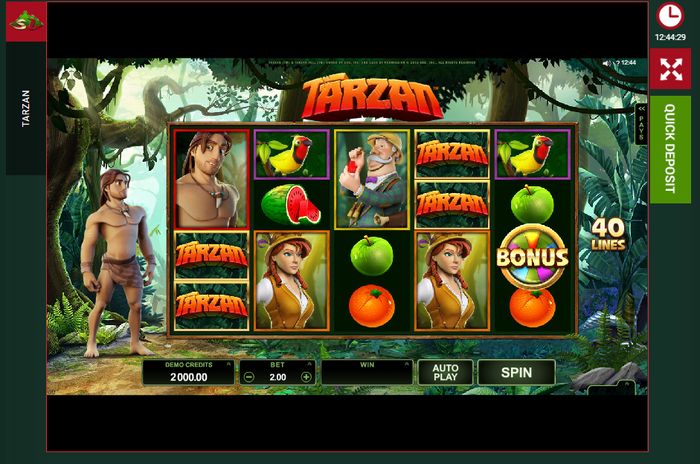 Игровое поле автомата Tarzan от Microgaming