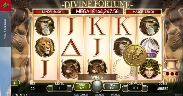 Накопление монет для запуска бонусной игры в слоте Divine Fortune