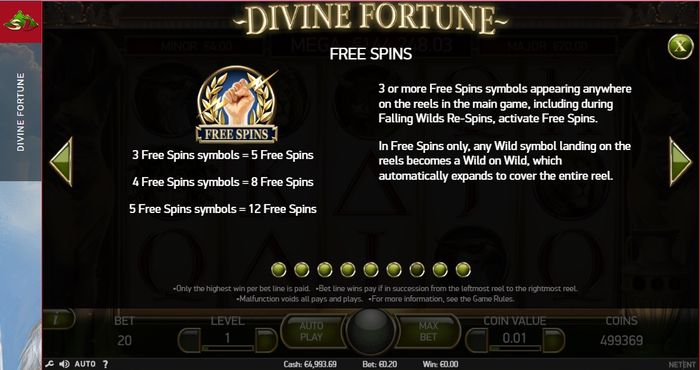 Игровой автомат Divine Fortune: функция Free Spins
