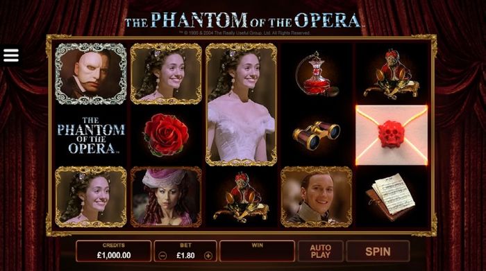 Игровое поле видео слота The Phantom of the Opera