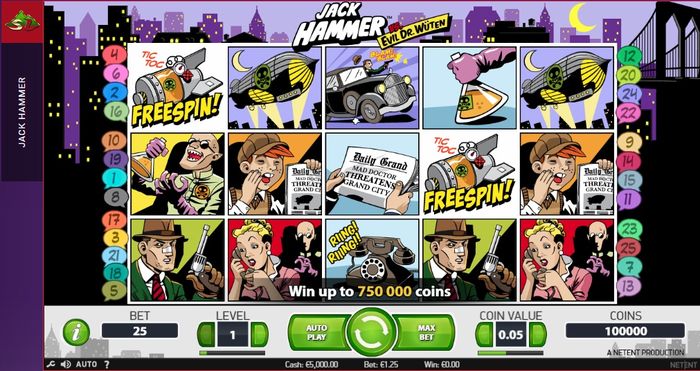 Слот Jack Hammer от NetEnt с детективным сюжетом
