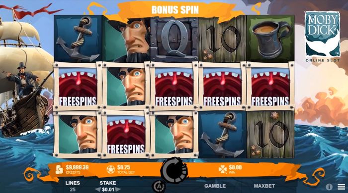 Автомат Moby Dick: выпали знаки Free Spins