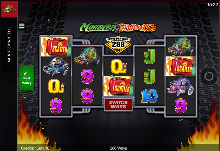 3 скаттера в Monster Wheels: вы выиграли Фри спины