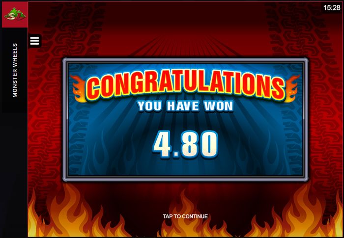 Выигрыш в бонусной игре Free Spins в слоте Monster Wheels