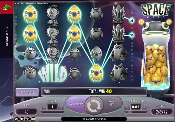 Игровое поле слота Space Wars от компании NetEnt
