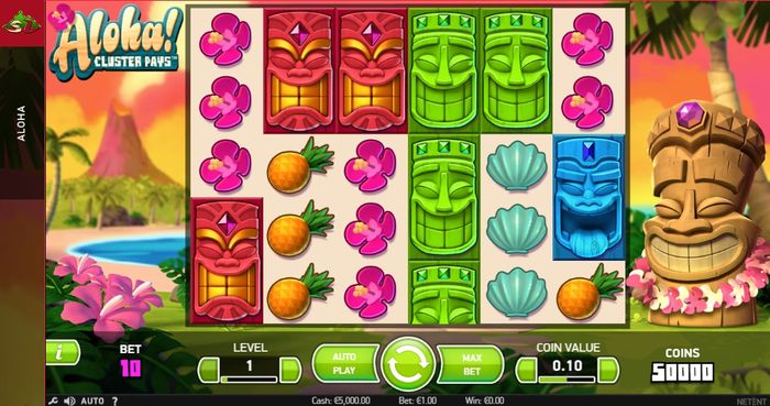 Игровое поле видео слота Aloha! Cluster Pays