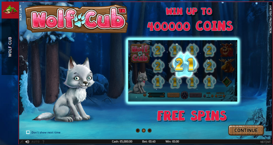 Максимальный выигрыш Wolf Cub: 400 000 монет