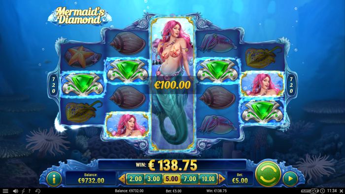 Автомат Mermaid's Diamond: расширенный дикий символ