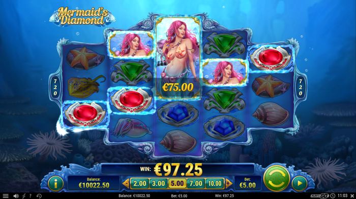 Слота Mermaid's Diamond: выигрышная комбинация