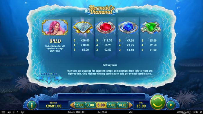 Слот Mermaid's Diamond: символы с драгоценными камнями