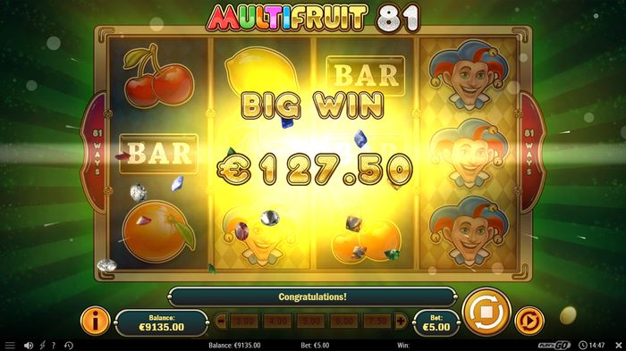 Крупный выигрыш в MultiFruit 81