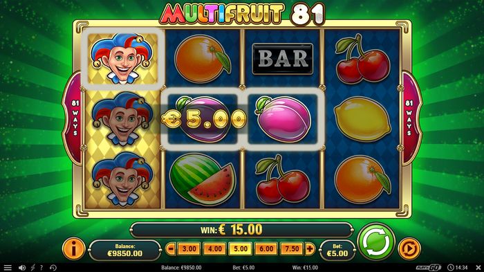 Активация функции расширения Wild в MultiFruit 81