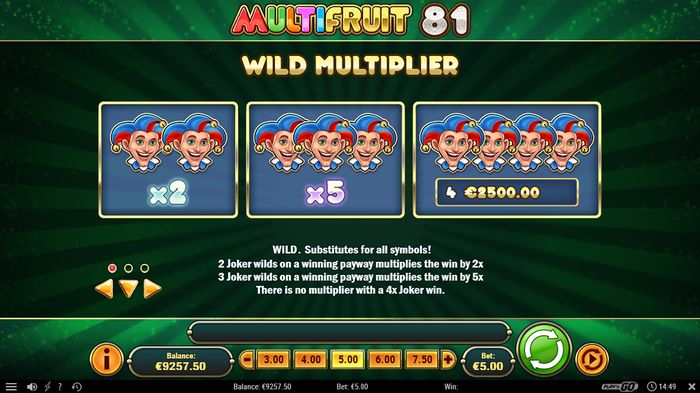 Приз за комбинацию из четырех джокеров в MultiFruit 81