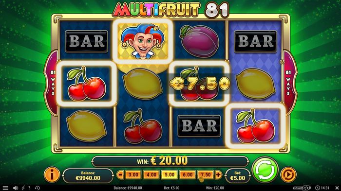 Комбинация с участием дикого символа MultiFruit 81