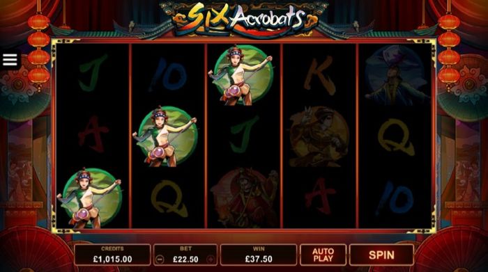 Выигрышная комбинация в слоте Six Acrobats