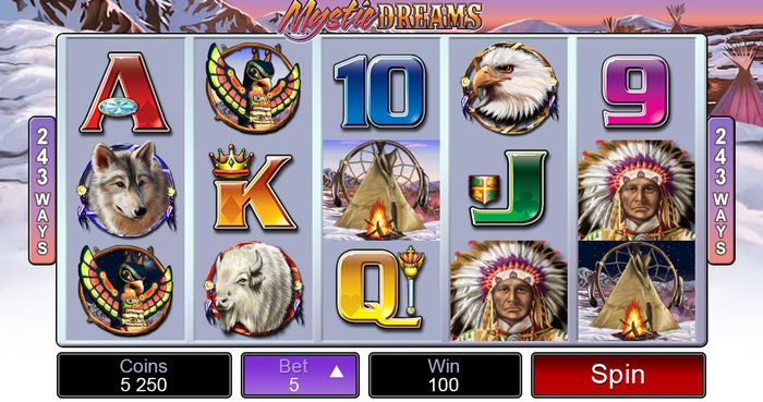 Игровое поле слота Mystic Dreams на экране мобильного устройства
