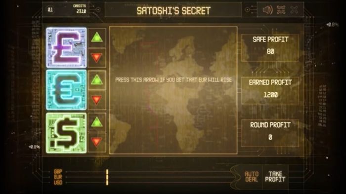 Satoshi's Secret: окно Trading Bonus Game
