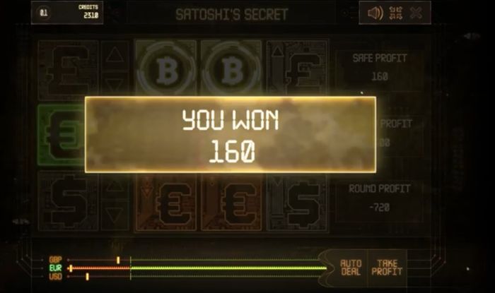 Trading Bonus Game: сообщение о выигрыше