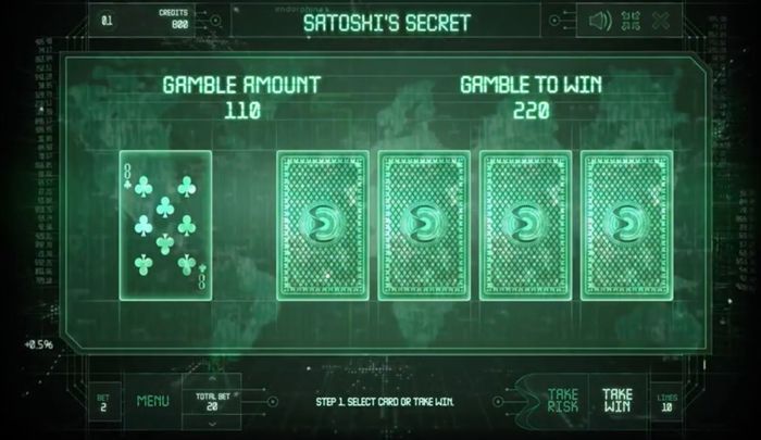 Игра на удвоение выигрыша в автомате Satoshi’s Secret