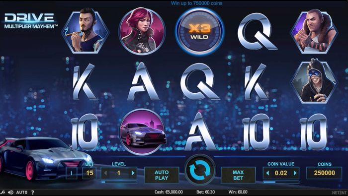 Игровое поле автомата Drive: Multiplier Mayhem