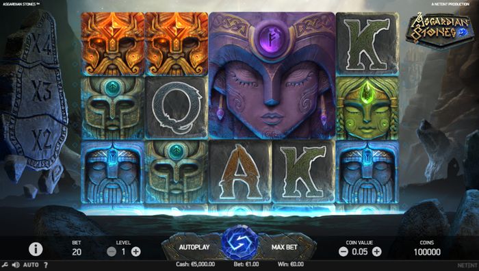 Слот Asgardian Stones: основной экран игры