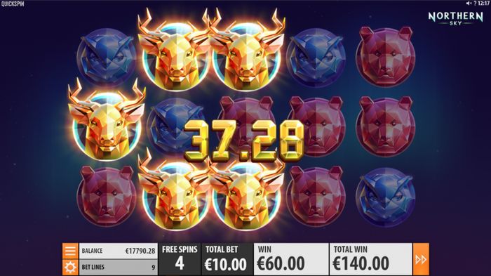 Играть в Northern Sky: выигрышная комбинация в Free spins