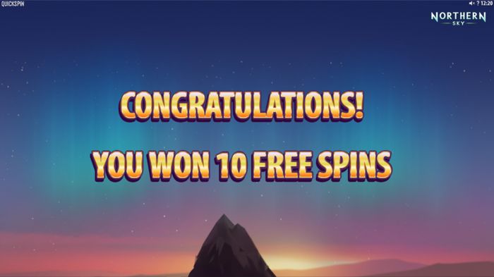 Сообщение о начале Free spins в Northern Sky