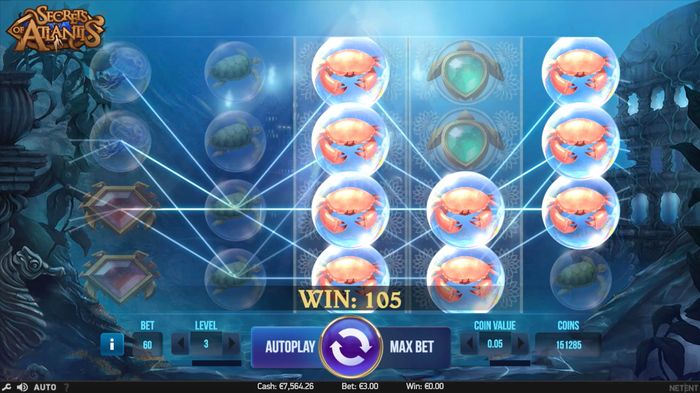 Автомат Secrets of Atlantis: комбо сложились справа налево