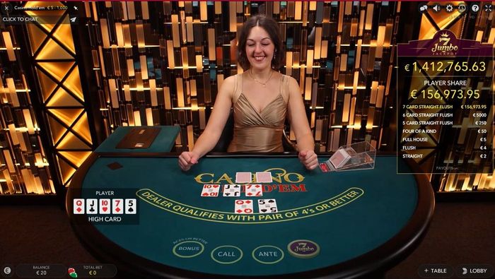 Live Casino Hold'em Evolution: first bet