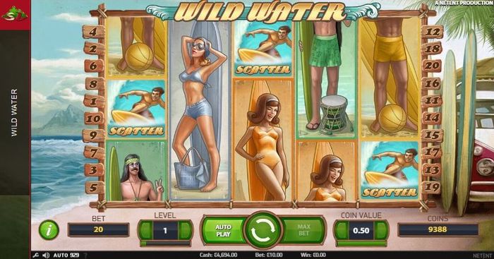 Игровой автомат Wild Water выдал три скаттера