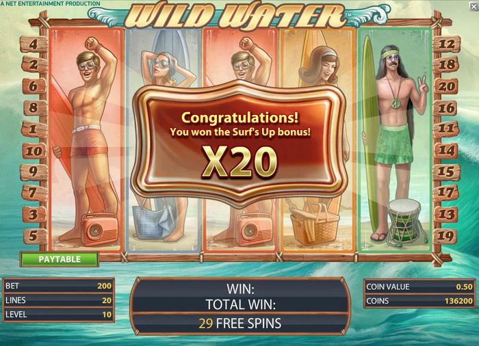 Слот Wild Water: фишка Surf’s Up