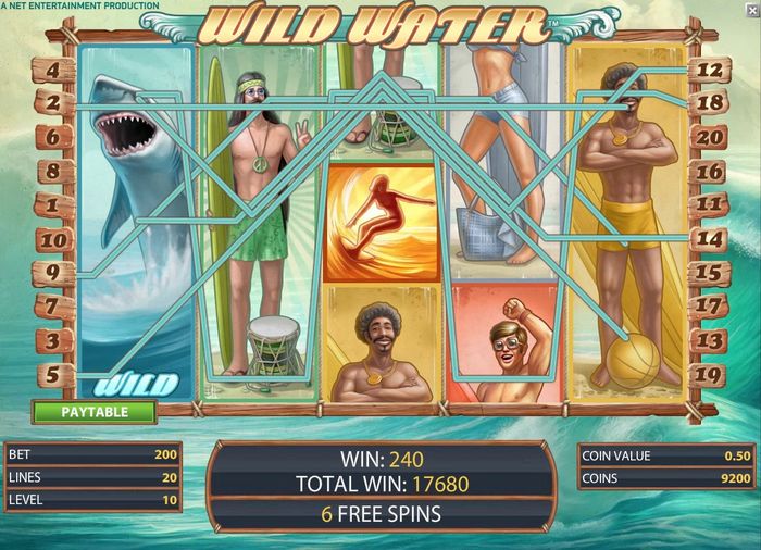 Слот Wild Water: дикий символ с акулой