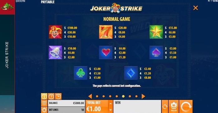 Joker Strike slot: game symbols