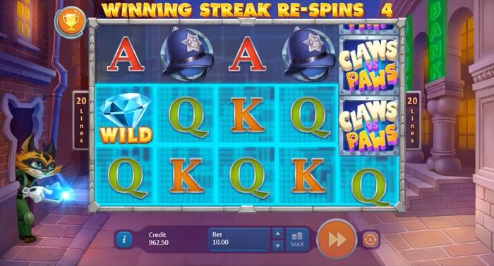 Winning Streak Re-spins в автомате Paws vs Claws