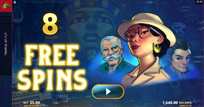 Сообщение об активации Free Spins в слоте Temple of Tut