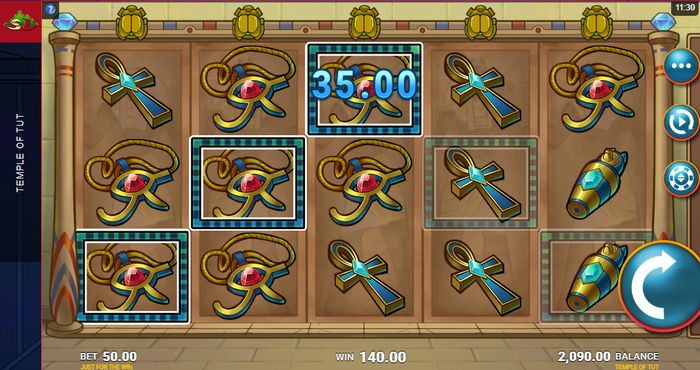 Призовое совпадение в игровом автомате Temple of Tut