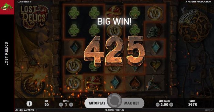 Игровой автомат Lost Relics NetEnt: большой выигрыш