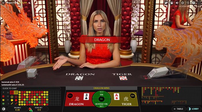 Dragon Tiger от Evolution Gaming: выигрыш дракона